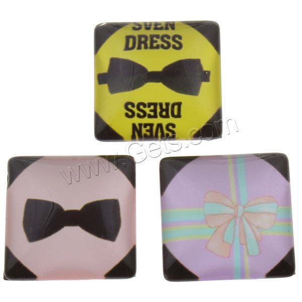 Decal Glass Cabochon, Square, bowknot design & different size for choice & different designs for choice & flat back, 1000PCs/Bag, Sold By Bag