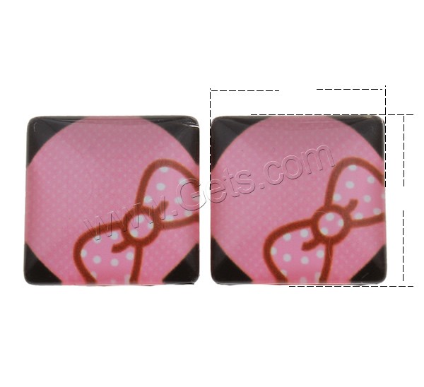 Decal Glass Cabochon, Square, bowknot design & different size for choice & different designs for choice & flat back, 1000PCs/Bag, Sold By Bag