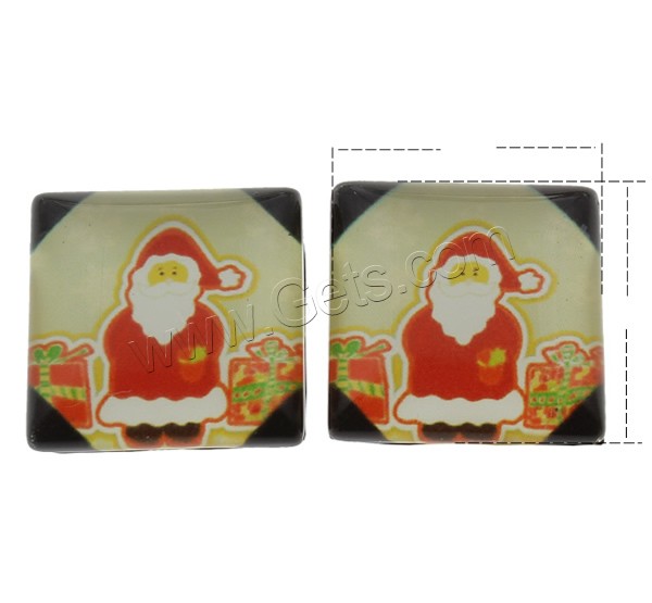 Christmas Cabochon, Glass, Square, Christmas jewelry & different size for choice & different designs for choice & flat back & decal, 1000PCs/Bag, Sold By Bag