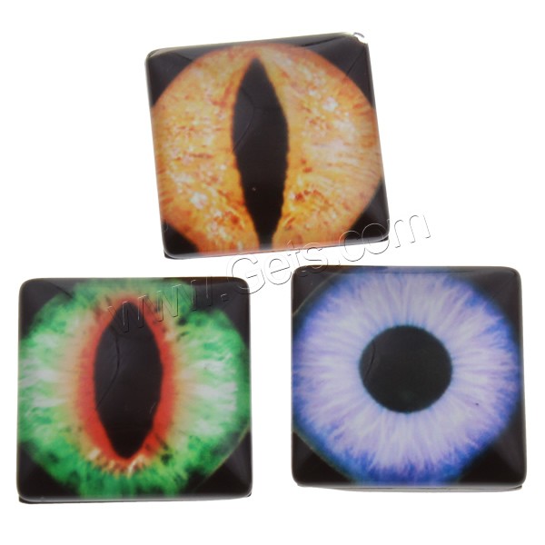 Decal Glass Cabochon, Square, with eye pattern & different size for choice & different designs for choice & flat back, 1000PCs/Bag, Sold By Bag