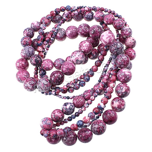 Regen Blume Stein Perlen, Regen Blumen Stein, rund, natürlich, verschiedene Größen vorhanden, violett, Länge:ca. 15.5 ZollInch, verkauft von Strang