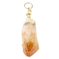 Natural Quartz Druzy Pendants, with brass bail, gold color plated, druzy style Approx 6mm 