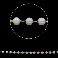 ABS-Kunststoff-Perlen Perlen Kette, mit Messing, rund, plattiert, handgefertigt, keine, 4x4mm, verkauft von m