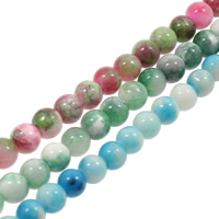 Gefärbte Jade Perlen, Edelstein, rund, verschiedene Größen vorhanden, keine, Bohrung:ca. 1mm, Länge:ca. 15.7 ZollInch, verkauft von Strang