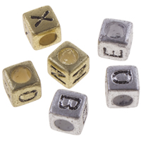 Acrylic Alphabet Beads, Cube, plated & with letter pattern Approx 3mm, Approx 