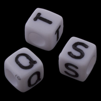 Акриловые алфавит бисера, Акрил, Куб, различные модели для выбора & с письмо узором & ровный цвет отверстие:Приблизительно 3mm, Приблизительно 3050ПК/сумка, продается сумка