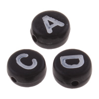 Acrylic Alphabet Beads, Flat Round & with letter pattern & solid color Approx 1mm, Approx 