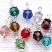 Crystal Zinc Alloy Pendants, with Zinc Alloy, faceted, mixed colors, 10-12mm Approx 1-3mm 