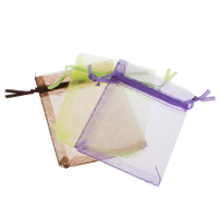 Organza Jewelry Pouches Bags, Rectangle & solid color, mixed colors 