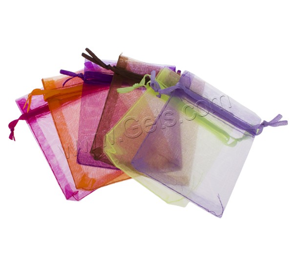 Подарочный мешочек из органзы, Органза, Прямоугольная форма, разный размер для выбора & ровный цвет, разноцветный, продается PC