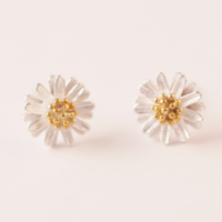 Sterling Silver Stud Earring, 925 Sterling Silver, Flower, plated, without earnut & two tone 