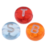 Acrylic Alphabet Beads, Flat Round, mixed pattern & transparent & with letter pattern Approx 1mm, Approx 