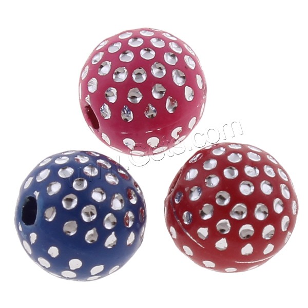 Silver Accent Acrylic Beads, Round, different size for choice & solid color, mixed colors, Hole:Approx 1mm, Sold By Bag