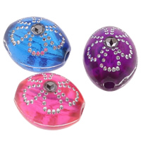 Perles acryliques d'accent argent, Acrylique, ovale, transparent & argent accentué, couleurs mélangées Environ 1mm, Environ Vendu par sac