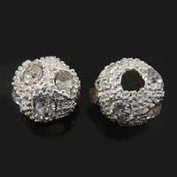 Perles strass en alliage de zinc, Rond, Placage, avec strass, plus de couleurs à choisir, sans plomb et nickel, 10mm Environ 3.5mm Vendu par sac