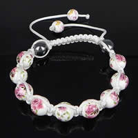 Porcelain Woven Ball Bracelets, with Nylon Cord & Hematite, printing, adjustable, 10mm, 11mm, 8mm Approx 8-12 Inch 