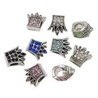 Rhinestone Zinc Alloy European Beads, Crown, antique silver color plated, without troll & with rhinestone nickel, lead & cadmium free Approx 4.5mm 