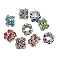 Rhinestone Zinc Alloy European Beads, Rondelle, antique silver color plated, without troll & with rhinestone nickel, lead & cadmium free Approx 5mm 