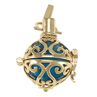 Pregnant Ball Locket Pendant, Brass, with Cats Eye, Round, gold color plated, high quality plating and never fade & hollow 16mm Approx 