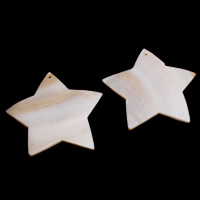 ホワイト シェル ペンダント, 白い貝, 星, グレードA, 52mm, 穴:約 1mm, 100パソコン/バッグ, 売り手 バッグ