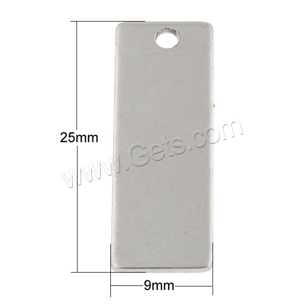 Stainless Steel Tag Charm, Rectangle, hand polished, laser pattern & different size for choice & Customized, original color, Hole:Approx 2mm, Sold By PC