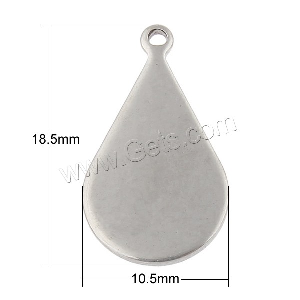 Stainless Steel Tag Charm, Teardrop, hand polished, laser pattern & Customized, original color, 10.5x18.5x1mm, Hole:Approx 1mm, Sold By PC