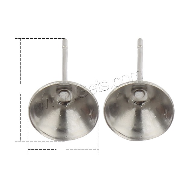 Stainless Steel Earring Stud Component, different size for choice, original color, 500Pairs/Bag, Sold By Bag