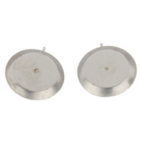 Stainless Steel Earring Stud Component, Flat Round, original color 
