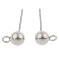 Stainless Steel Earring Stud Component, with loop, original color Approx 2mm 