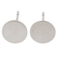 Stainless Steel Earring Stud Component, Flat Round original color 