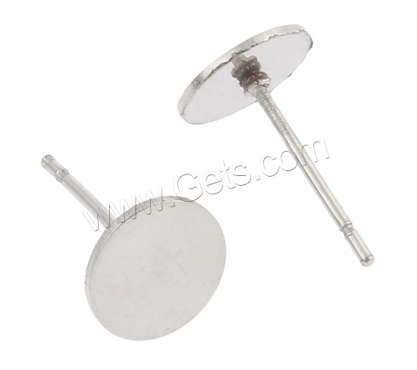 Stainless Steel Earring Stud Component, Flat Round, different size for choice, original color, 1000Pairs/Bag, Sold By Bag