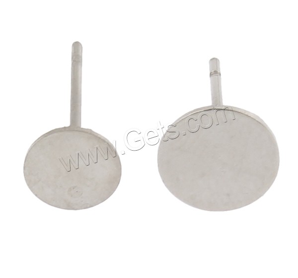 Stainless Steel Earring Stud Component, Flat Round, different size for choice, original color, 1000Pairs/Bag, Sold By Bag