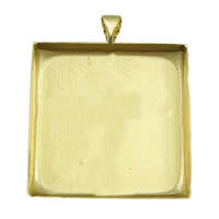 Brass Pendant Cabochon Setting, Square, plated Approx Inner Approx 
