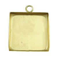 Brass Pendant Cabochon Setting, Square, plated Approx 2mm, Inner Approx 