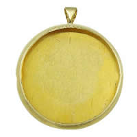 Brass Pendant Cabochon Setting, Flat Round, plated Approx Inner Approx 