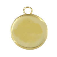 Brass Pendant Cabochon Setting, Flat Round, plated Approx 3mm, Inner Approx 