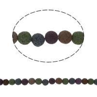 Multicolor Lava Perlen, rund, farbenfroh, 14mm, Bohrung:ca. 1-1.5mm, Länge:ca. 15.7 ZollInch, ca. 30PCs/Strang, verkauft von Strang
