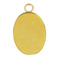 Brass Pendant Cabochon Setting, Flat Oval, plated Approx 3mm, Inner Approx 