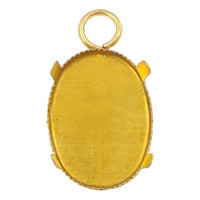 Brass Pendant Cabochon Setting, Flat Oval, plated Approx 3mm, Inner Approx 