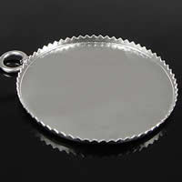 Brass Pendant Cabochon Setting, Flat Round, plated Approx 3mm, Inner Approx 20mm 