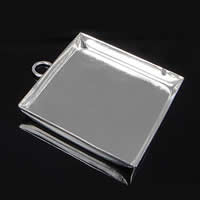 Brass Pendant Cabochon Setting, Square, plated Approx 2.5mm, Inner Approx 