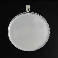 Brass Pendant Cabochon Setting, Flat Round, plated 25mm Approx 