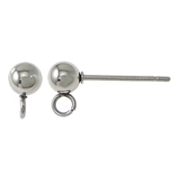 Stainless Steel Earring Stud Component, 316 Stainless Steel, with loop, original color 0.7mm Approx 1.8mm 