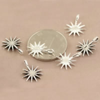 Sterling Silver Pendants, 925 Sterling Silver, Snowflake, plated Approx 2.4mm 
