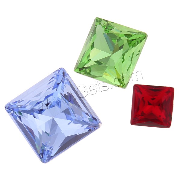 Faceted Glass Cabochon, Square, silver color plated, different size for choice & rivoli back, more colors for choice, Grade AAA, Sold By PC