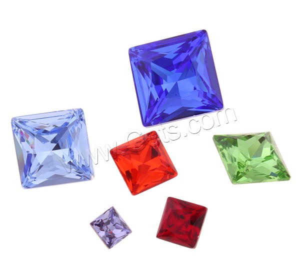 Faceted Glass Cabochon, Square, silver color plated, different size for choice & rivoli back, more colors for choice, Grade AAA, Sold By PC