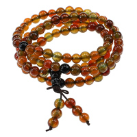 108 Mala Beads, Dragon Veins Agate, with nylon elastic cord, Round , red, 5-6.5mm Approx 26 Inch 