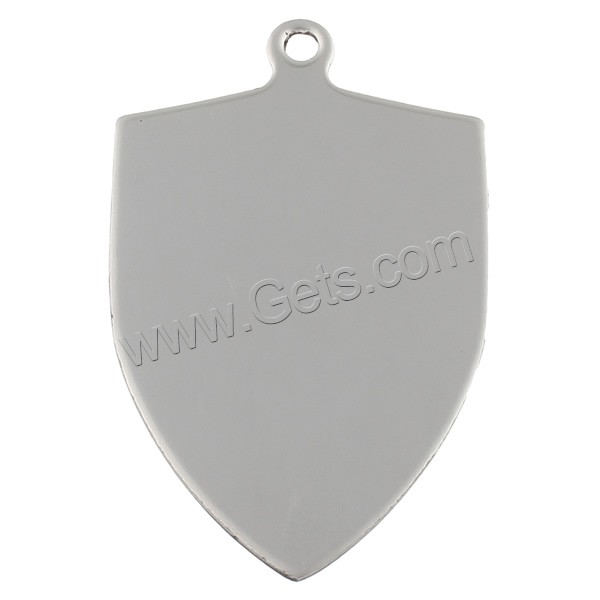 Stainless Steel Tag Charm, Shield, hand polished, laser pattern & Customized, original color, 32x52x1mm, Hole:Approx 3mm, Sold By PC
