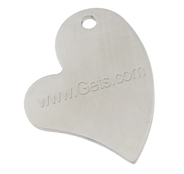 Stainless Steel Tag Charm, Heart, hand polished, laser pattern & Customized, original color, 31x34x1.5mm, Hole:Approx 3mm, Sold By PC