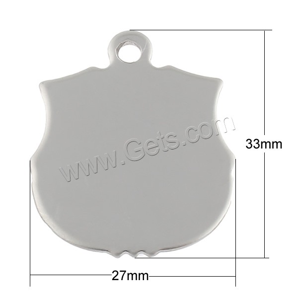 Stainless Steel Tag Charm, hand polished, laser pattern & Customized, original color, 27x33x1mm, Hole:Approx 3mm, Sold By PC